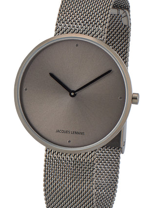 Front view of Jacques Lemans 1-2056K Grey Stainless Steel Womens Watch on white background