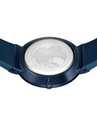 Angle shot of Bering 10141-397 Blue Silicone Unisex Watch on white background