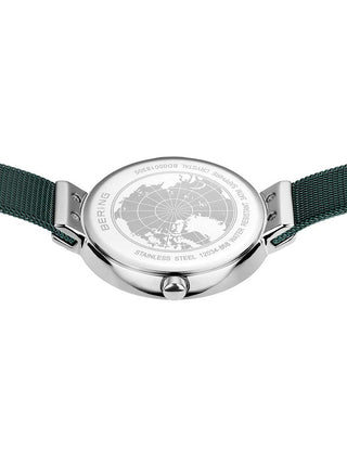 Angle shot of Bering 12034-808 Green Stainless Steel Womens Watch on white background