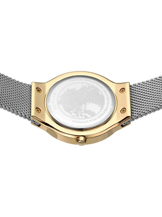 Angle shot of Bering 12131-010 White Dial Silver Stainless Steel Womens Watch on white background