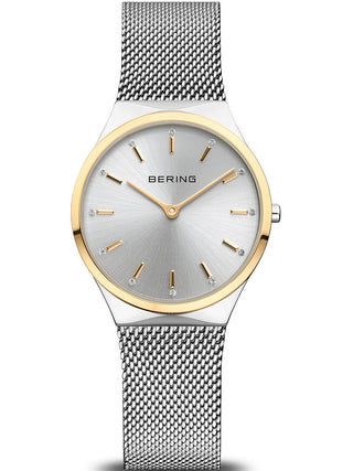 Angle shot of Bering 12131-014-GWP Silver Stainless Steel Womens Watch on white background