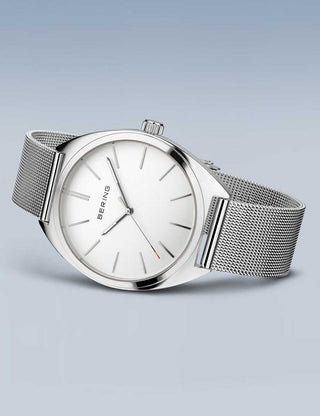 Angle shot of Bering 127220-40-000 Silver Stainless Steel Unisex Watch on white background