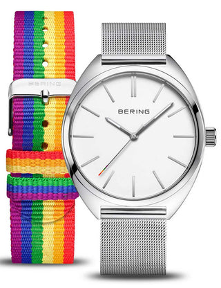 Front view of Bering 127220-40-000 Silver Stainless Steel Unisex Watch on white background