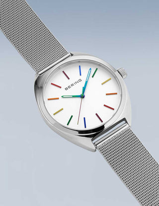 Angle shot of Bering 127220-40-004 Silver Stainless Steel Unisex Watch on white background