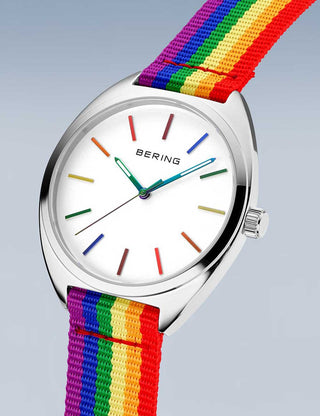 Angle shot of Bering 127220-40-004 Silver Stainless Steel Unisex Watch on white background