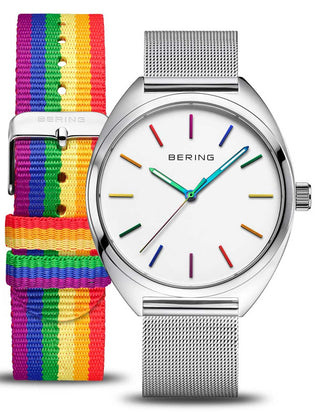 Front view of Bering 127220-40-004 Silver Stainless Steel Unisex Watch on white background