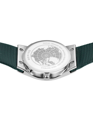 Angle shot of Bering 12927-808 Green Stainless Steel Womens Watch on white background