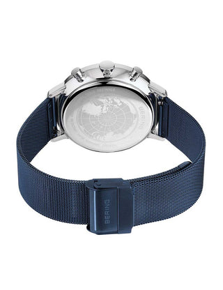 Angle shot of Bering 13242-307 Blue Stainless Steel Unisex Watch on white background