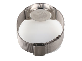 Angle shot of Bering 14440-077 Grey Stainless Steel Unisex Watch on white background