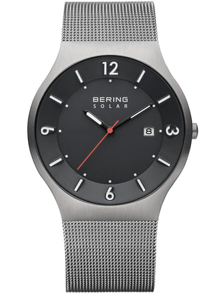 Front view of Bering 14440-077 Grey Stainless Steel Unisex Watch on white background