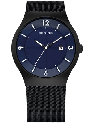 Front view of Bering 14440-227 Black Stainless Steel Unisex Watch on white background