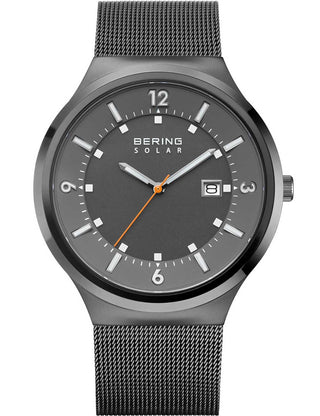 Front view of Bering 14442-077 Grey Stainless Steel Unisex Watch on white background