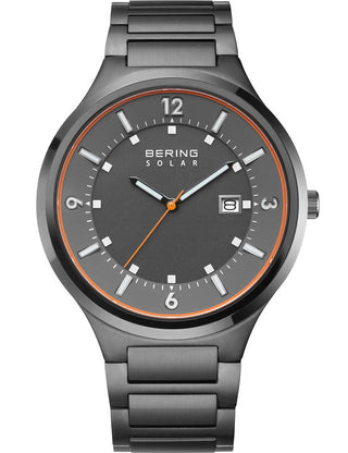 Front view of Bering 14442-777 Grey Stainless Steel Unisex Watch on white background