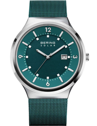 Front view of Bering 14442-808 Green Stainless Steel Unisex Watch on white background