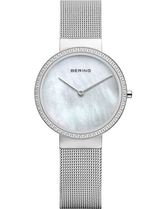 Front view of Bering 14531-004 Mother Of Pearl Dial Silver Stainless Steel Womens Watch on white background