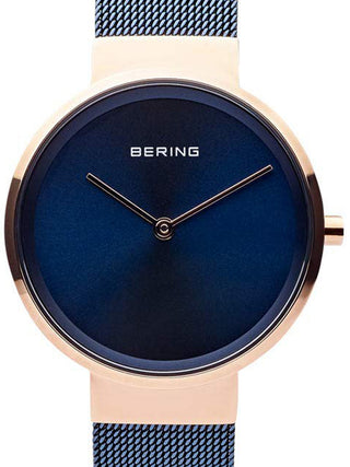 Front view of Bering 14531-367 Blue Stainless Steel Womens Watch on white background