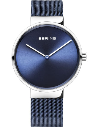 Angle shot of Bering 14539-307 Blue Stainless Steel Womens Watch on white background