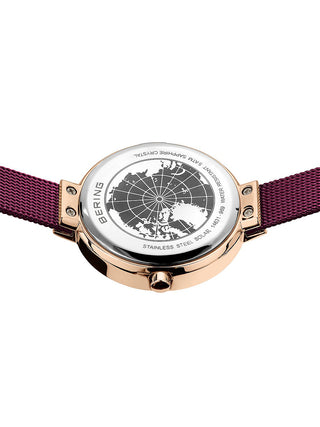 Angle shot of Bering 14631-969 Purple Stainless Steel Womens Watch on white background