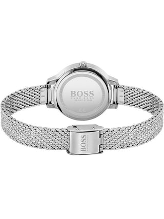 Angle shot of Hugo Boss 1502558 Mother Of Pearl Dial Silver Stainless Steel Womens Watch on white background