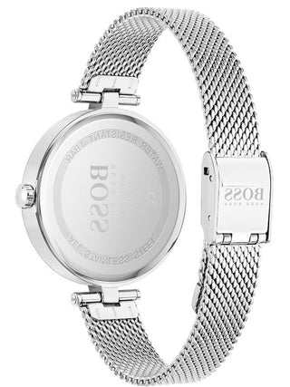 Angle shot of Hugo Boss 1502587 Blue Dial Silver Stainless Steel Womens Watch on white background