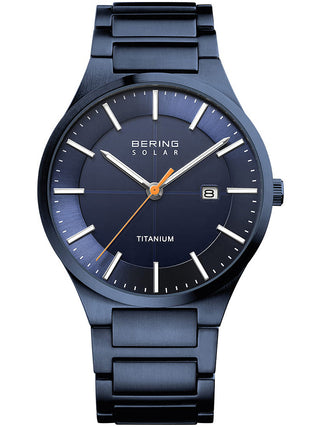 Front view of Bering 15239-797 Blue Titanium Unisex Watch on white background