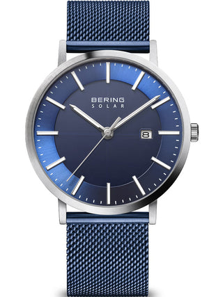 Front view of Bering 15439-307 Blue Stainless Steel Unisex Watch on white background