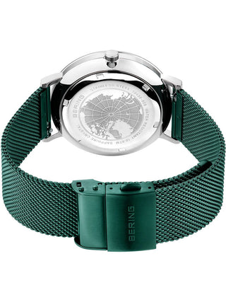 Angle shot of Bering 15439-808 Green Stainless Steel Unisex Watch on white background