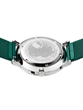 Angle shot of Bering 15439-808 Green Stainless Steel Unisex Watch on white background