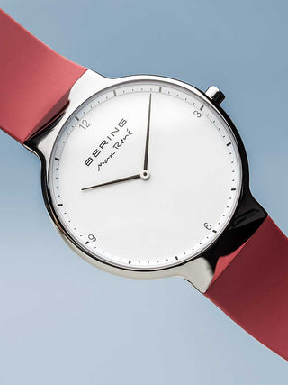 Angle shot of Bering 15540-500 White Dial Silicone Unisex Watch on white background