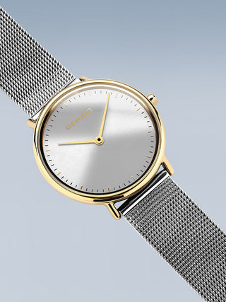 Angle shot of Bering 15729-010 Silver Stainless Steel Womens Watch on white background