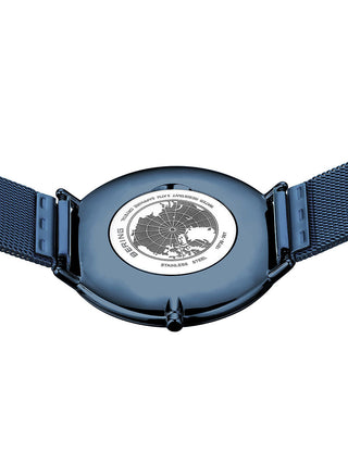 Angle shot of Bering 15739-397 Blue Stainless Steel Unisex Watch on white background