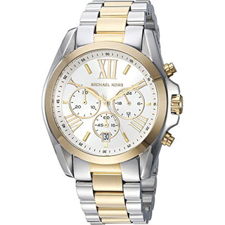 Front view of Michael Kors Bradshaw MK5627 Silver Stainless Steel Womens Watch on white background