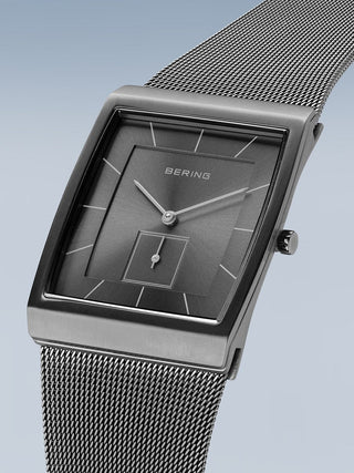 Angle shot of Bering 16033-377 Grey Stainless Steel Unisex Watch on white background