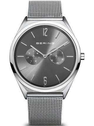 Front view of Bering 17140-009 Grey Dial Silver Stainless Steel Unisex Watch on white background