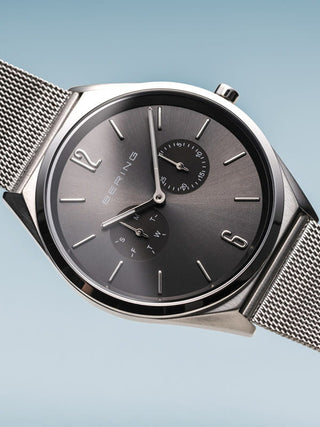 Angle shot of Bering 17140-009 Grey Dial Silver Stainless Steel Unisex Watch on white background