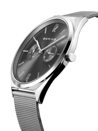 Angle shot of Bering 17140-009 Grey Dial Silver Stainless Steel Unisex Watch on white background