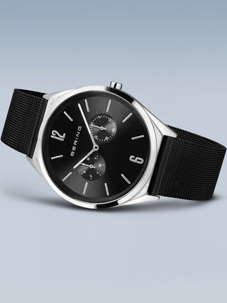 Angle shot of Bering 17140-102 Black Stainless Steel Unisex Watch on white background