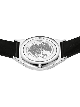 Angle shot of Bering 17140-402 Black Leather Unisex Watch on white background