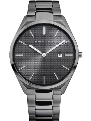 Front view of Bering 17240-777 Grey Stainless Steel Unisex Watch on white background