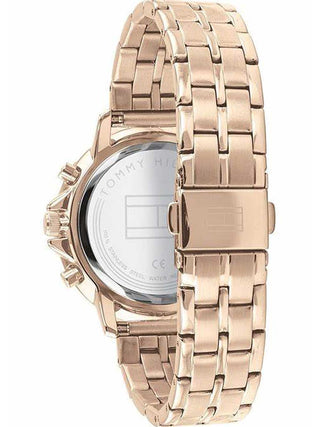 Angle shot of Tommy Hilfiger 1782190 Rose Gold Stainless Steel Womens Watch on white background