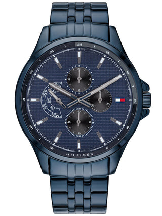 Angle shot of Tommy Hilfiger 1791618 Blue Stainless Steel Unisex Watch on white background