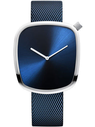 Front view of Bering 18040-307 Blue Stainless Steel Unisex Watch on white background