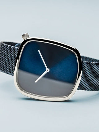 Angle shot of Bering 18040-307 Blue Stainless Steel Unisex Watch on white background