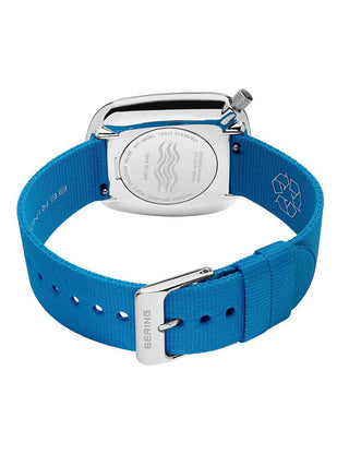 Angle shot of Bering 18040-308 Blue Textile Unisex Watch on white background