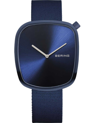 Front view of Bering 18040-397 Blue Textile Unisex Watch on white background