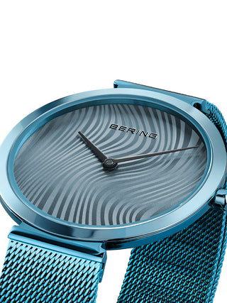 Angle shot of Bering 18132-CHARITY2 Blue Stainless Steel Womens Watch on white background