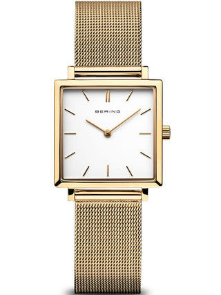 Front view of Bering 18226-334 White Dial Gold Stainless Steel Womens Watch on white background