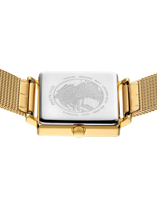 Angle shot of Bering 18226-334 White Dial Gold Stainless Steel Womens Watch on white background