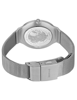 Angle shot of Bering 18434-000 Mother Of Pearl Dial Silver Stainless Steel Womens Watch on white background