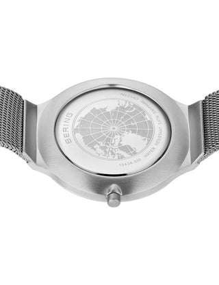 Angle shot of Bering 18434-000 Mother Of Pearl Dial Silver Stainless Steel Womens Watch on white background